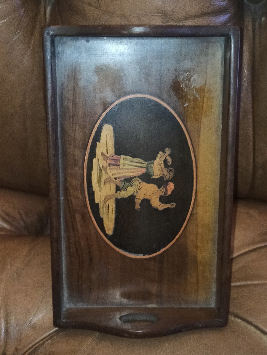 Small Empty Pocket Tray In Neapolitan Marquetry, Circa 1880-photo-3