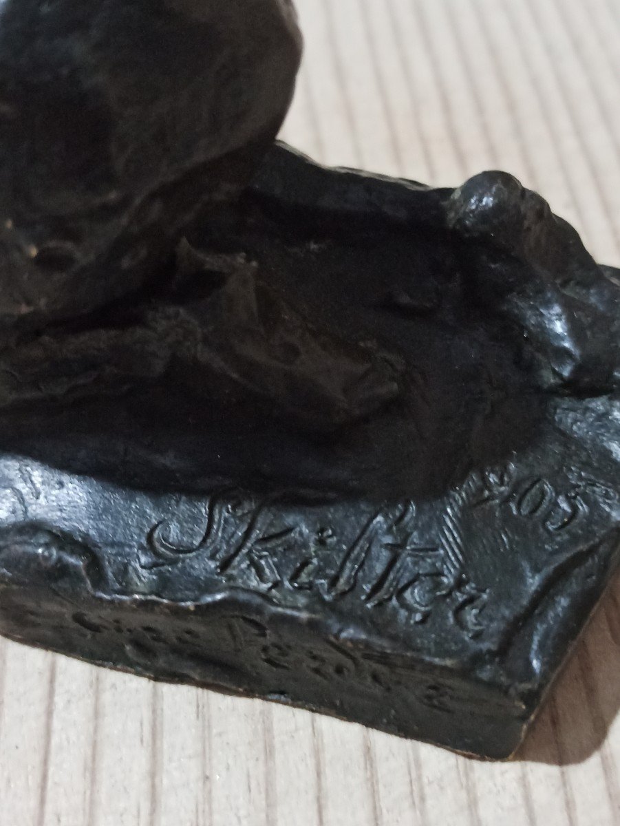 Curiosa, Bronze érotique Signé De Skilter 1905-photo-1