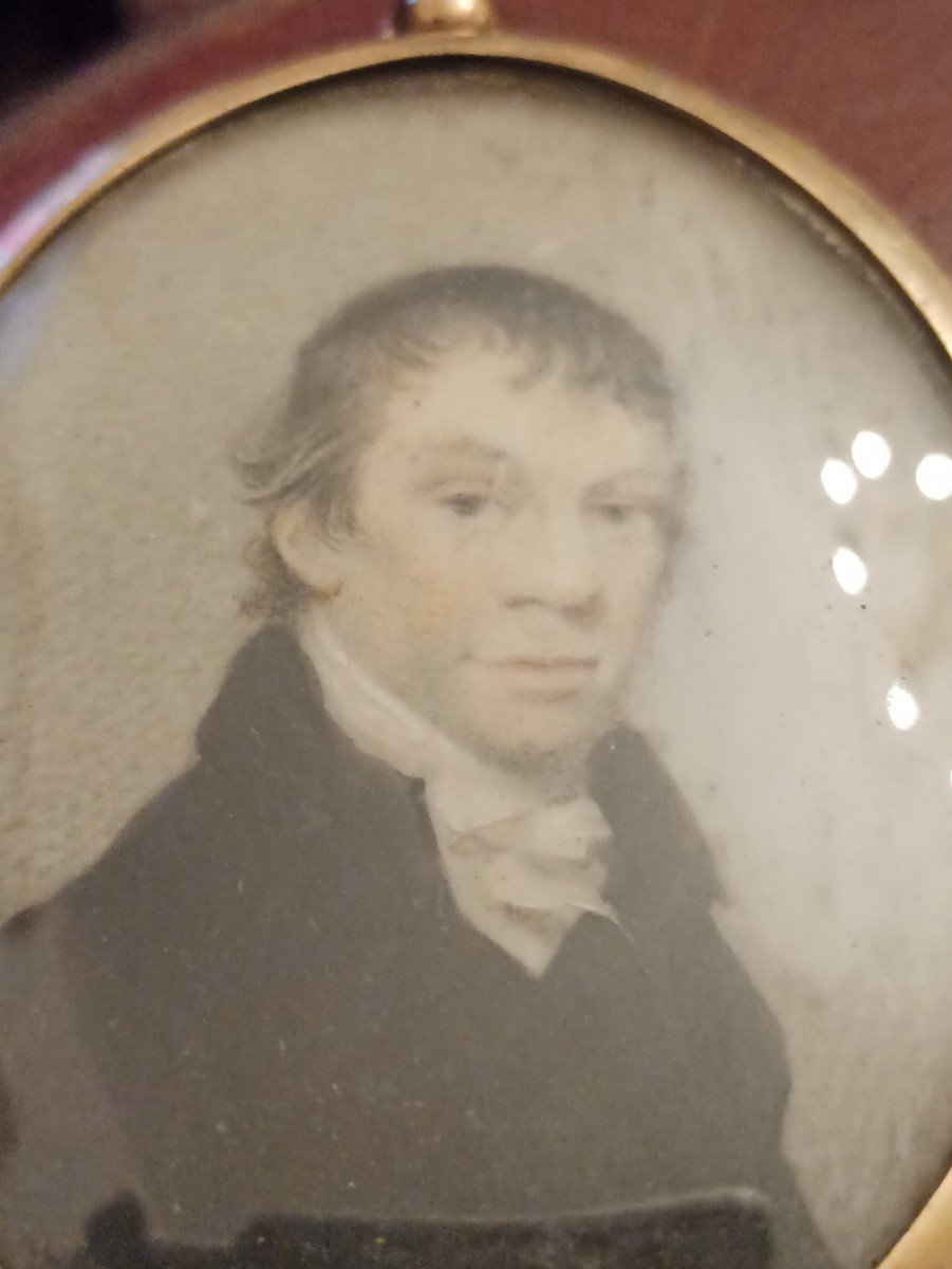 Painted Miniature Of A Portrait Of A Man, Romantic Period-photo-2