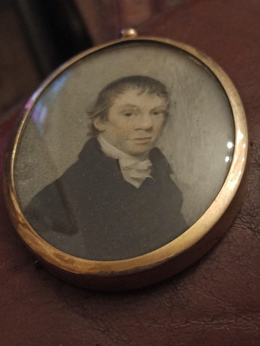 Painted Miniature Of A Portrait Of A Man, Romantic Period-photo-3