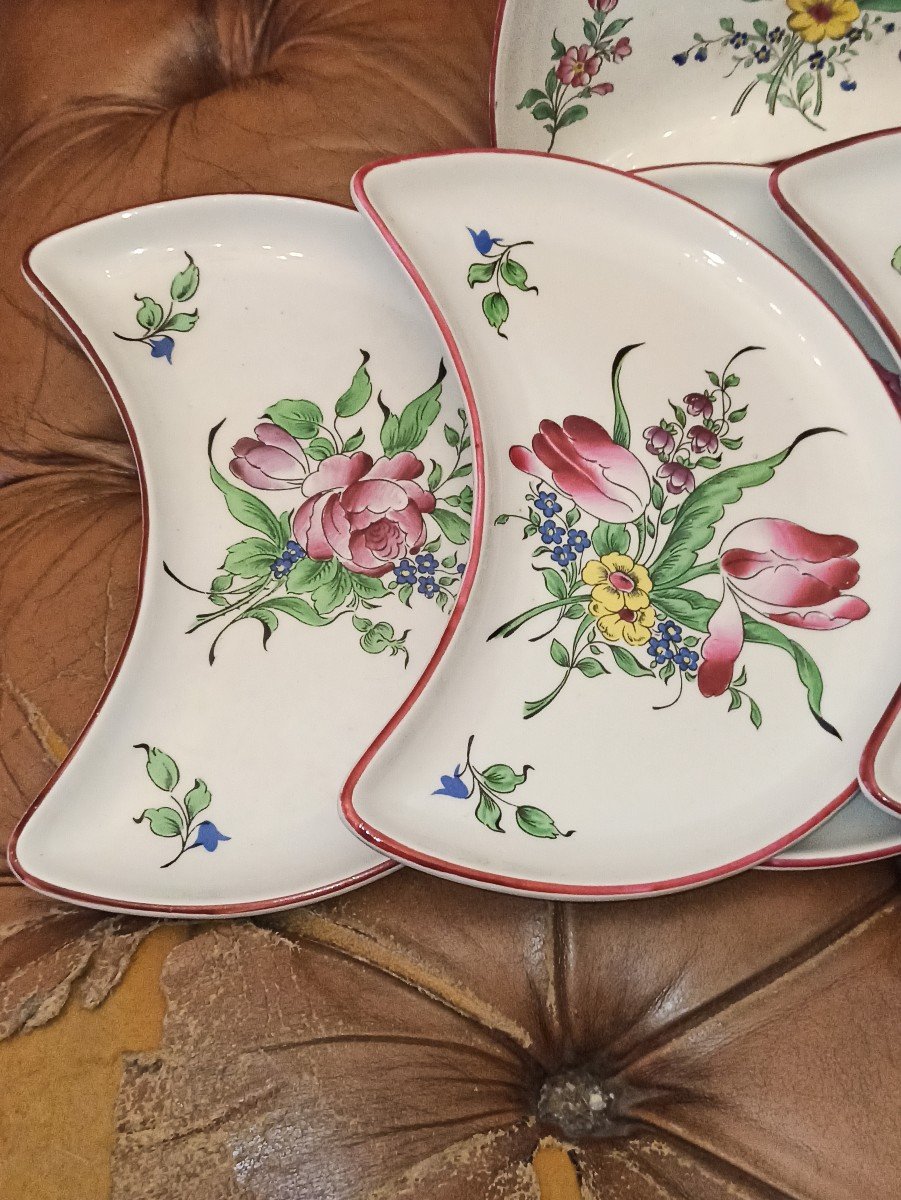 Suite De 6 Assiettes à Salade En Faience De Lunéville Modèle Dit Réverbère Fin Fin XIXe Et XXe -photo-2