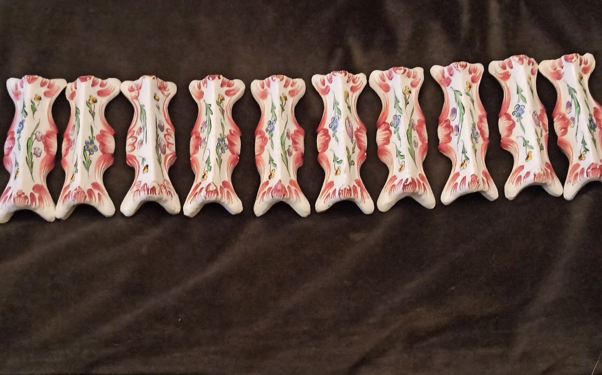 Suite Of 10 Eastern Earthenware Knife Holders Attributed To Lunéville