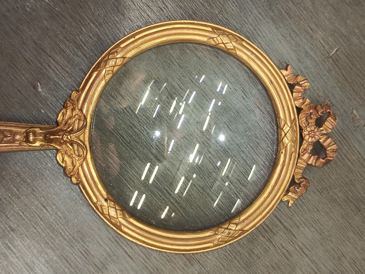 Louis XVI Style Gilt Bronze Magnifying Glass Circa 1900-photo-2