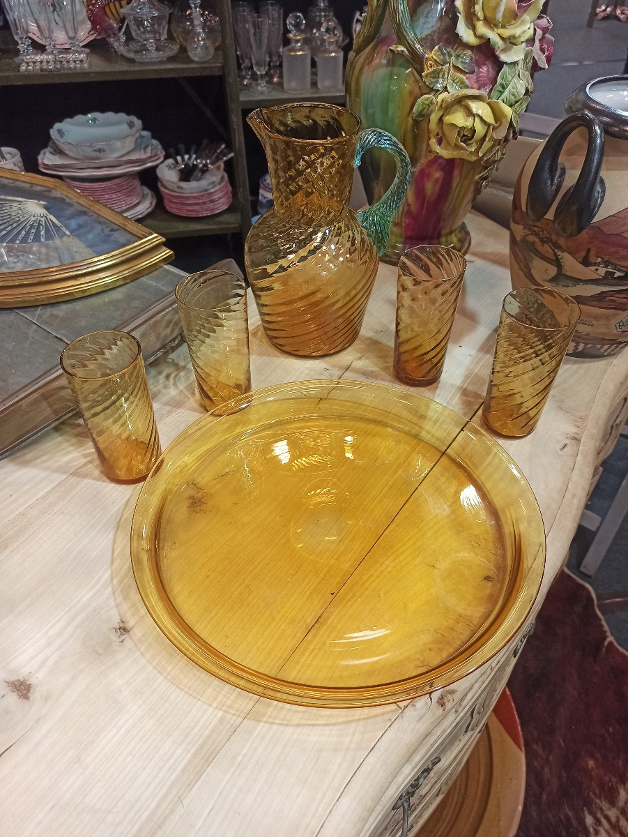 Rare Orange Juice Set Called Georges Sand XIXth Century-photo-2