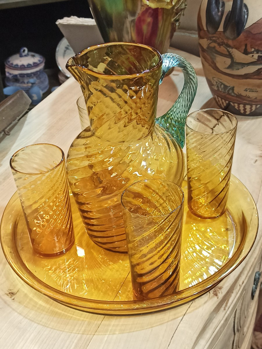 Rare Orange Juice Set Called Georges Sand XIXth Century-photo-3