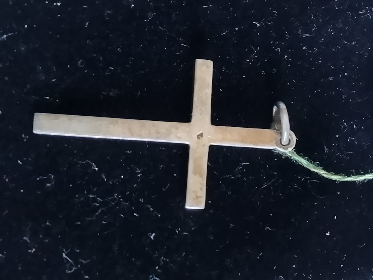 Croix en argent ornée de turquoise, circa 1940-photo-3