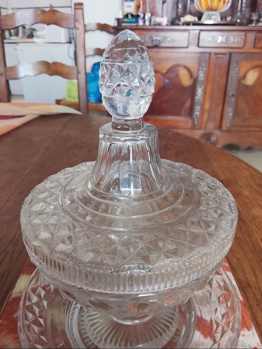 Hand-cut Crystal Candy Dish From Le Creusot, Circa 1810-photo-4