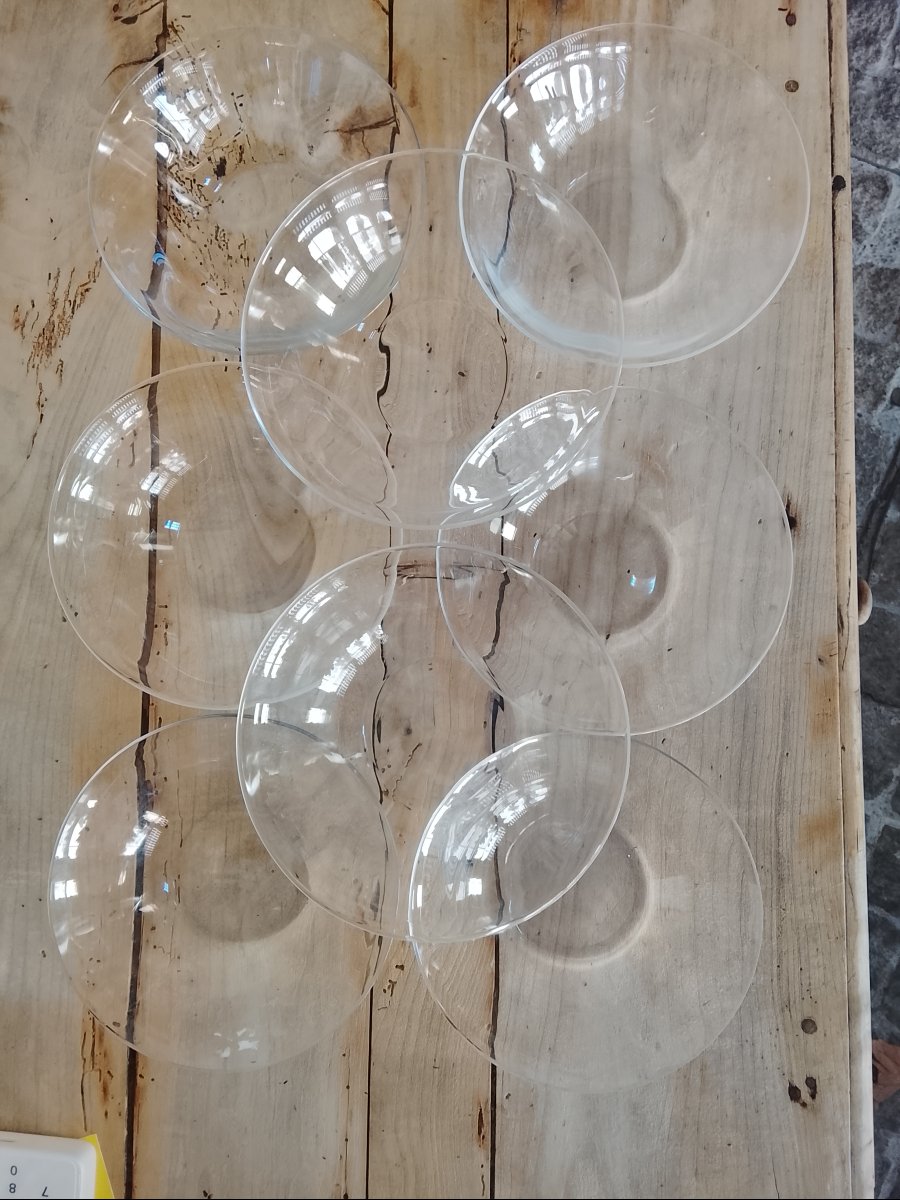 Suite de 8  coupes à fruits ou rince doigts en cristal de baccarat -photo-3