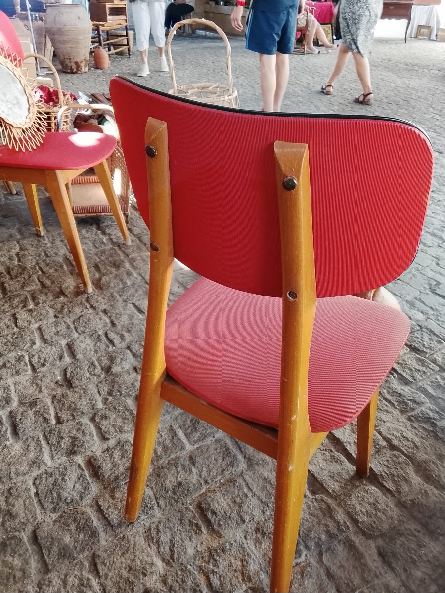 Importante table de salle a manger en bois et formica et sa suite de 10 chaises, circa 1950-photo-4