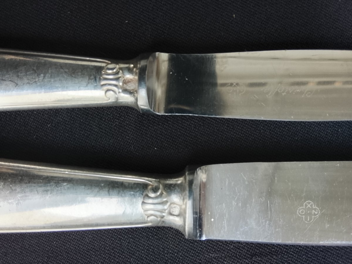 Set Of 24 Vendôme Knives In Solid Silver By Christofle-photo-3