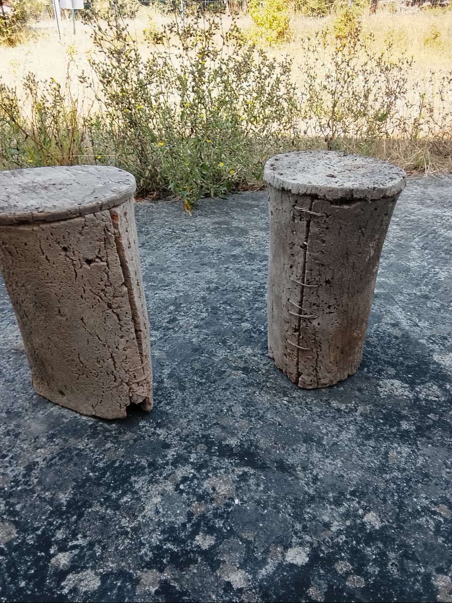 Two Beehives Made From Cork Oak Logs, Folk Art From The Late 19th To Early 20th Century-photo-2