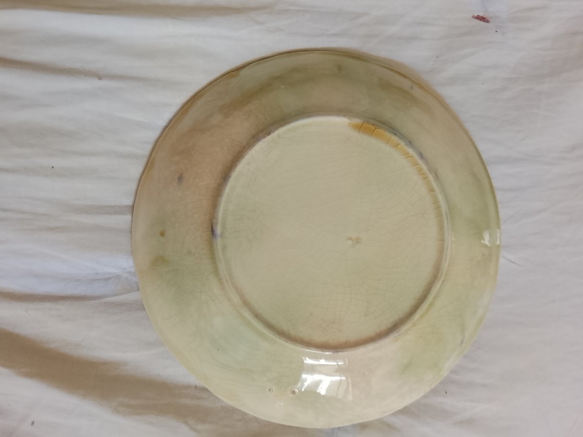 3 assiettes en barbotine vers 1890-photo-3