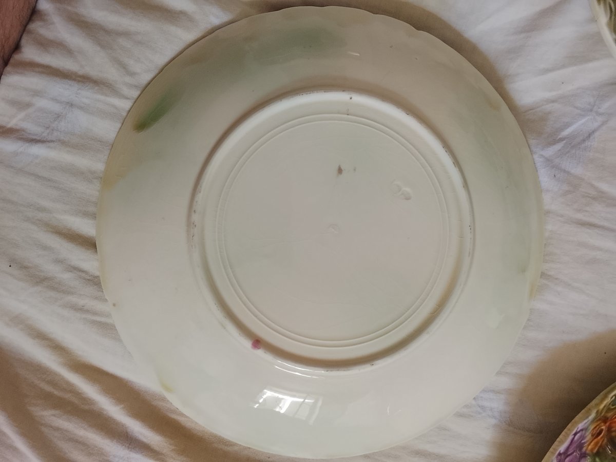3 assiettes en barbotine vers 1890-photo-1