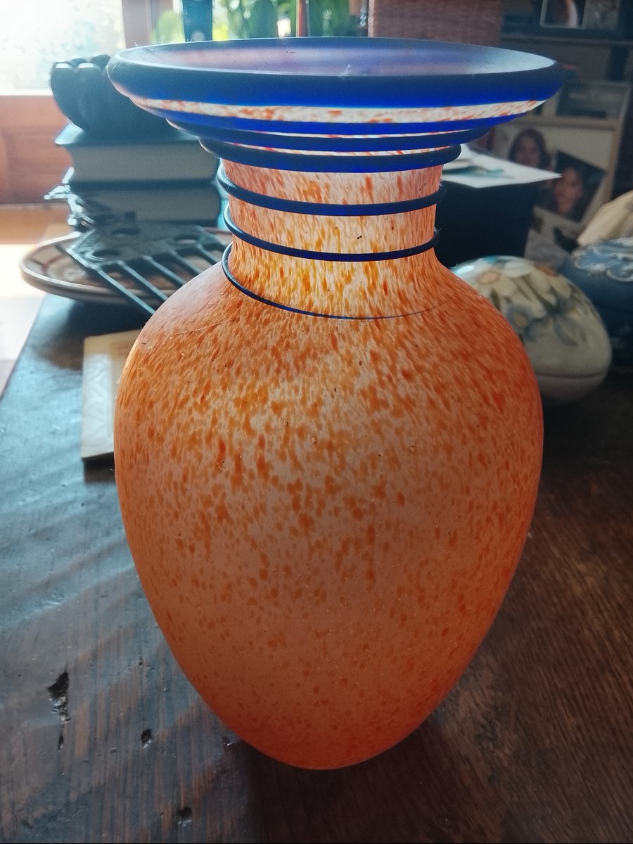 Hand-blown Vase In The Delatte Style, Attributed To Murano, 20th Century-photo-2