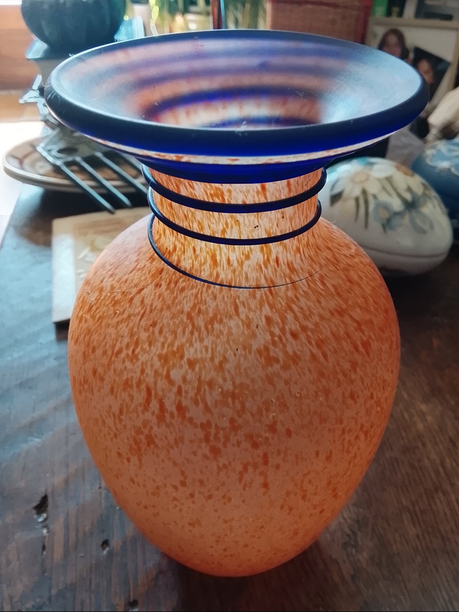 Hand-blown Vase In The Delatte Style, Attributed To Murano, 20th Century