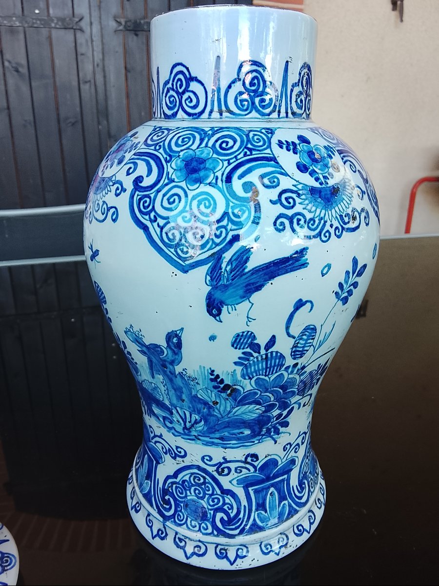 Important 19th-century Delft-style Earthenware Vase-photo-4