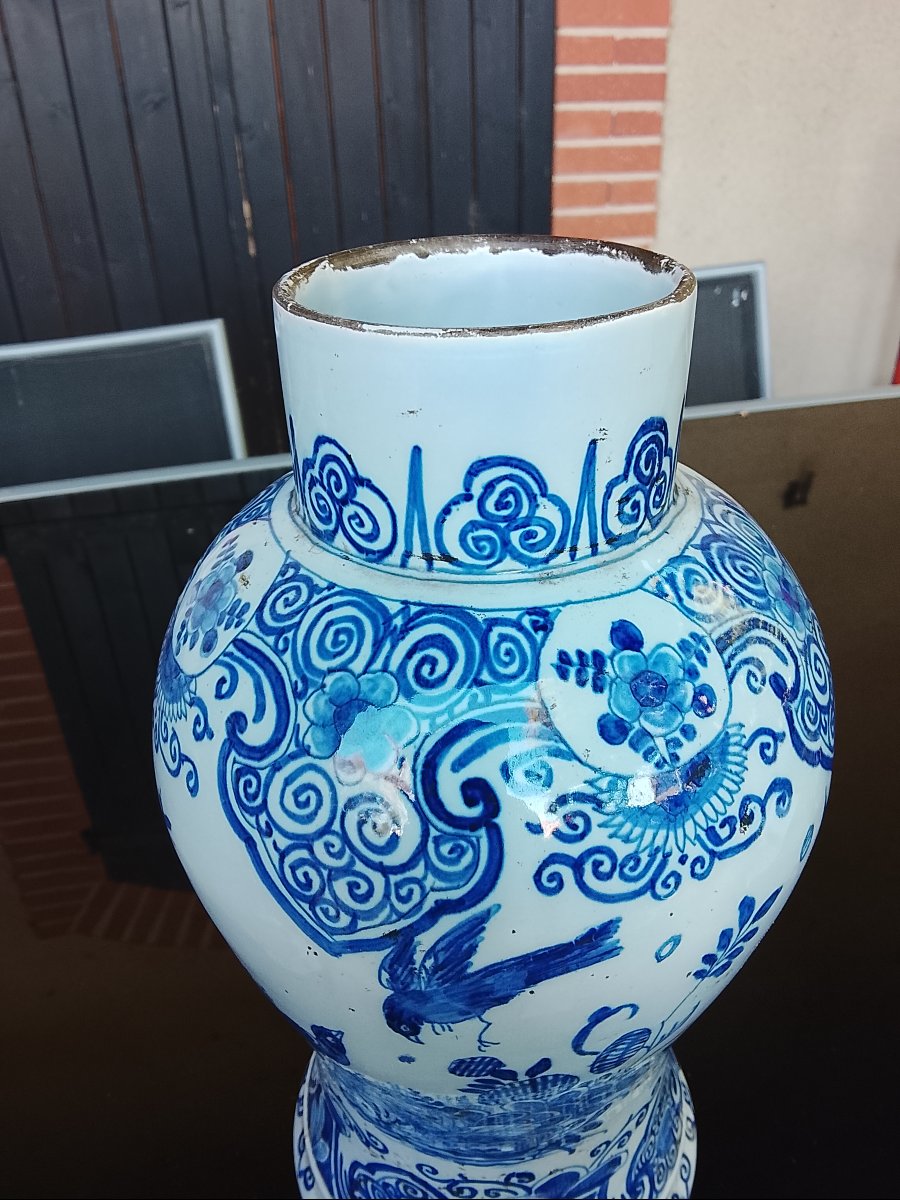 Important 19th-century Delft-style Earthenware Vase-photo-2
