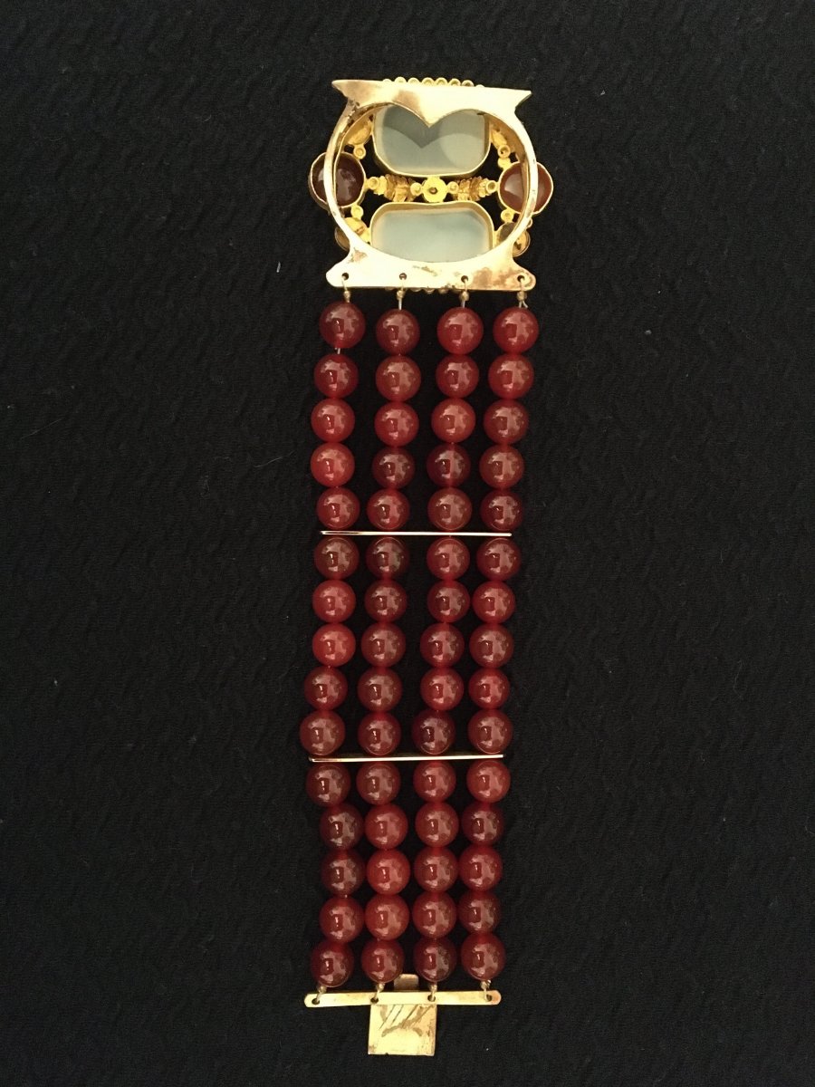 Carnelian And White Agate Bracelet-photo-2