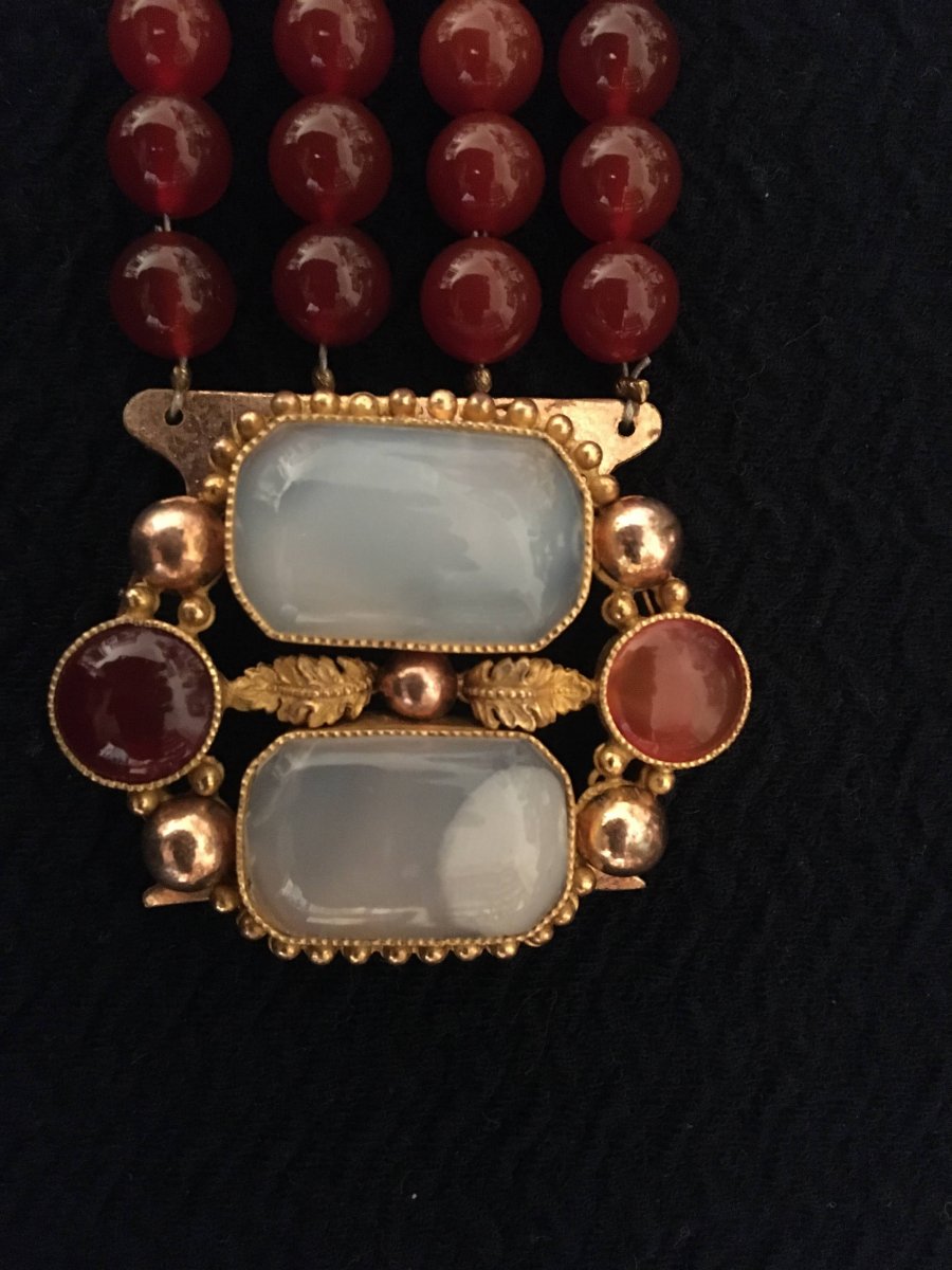 Carnelian And White Agate Bracelet-photo-3