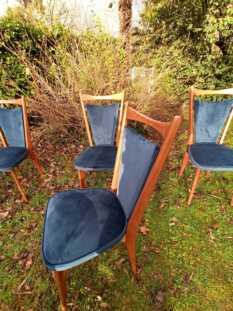 Suite De 6 Chaises De Style Scandinave Vers 1950-photo-3