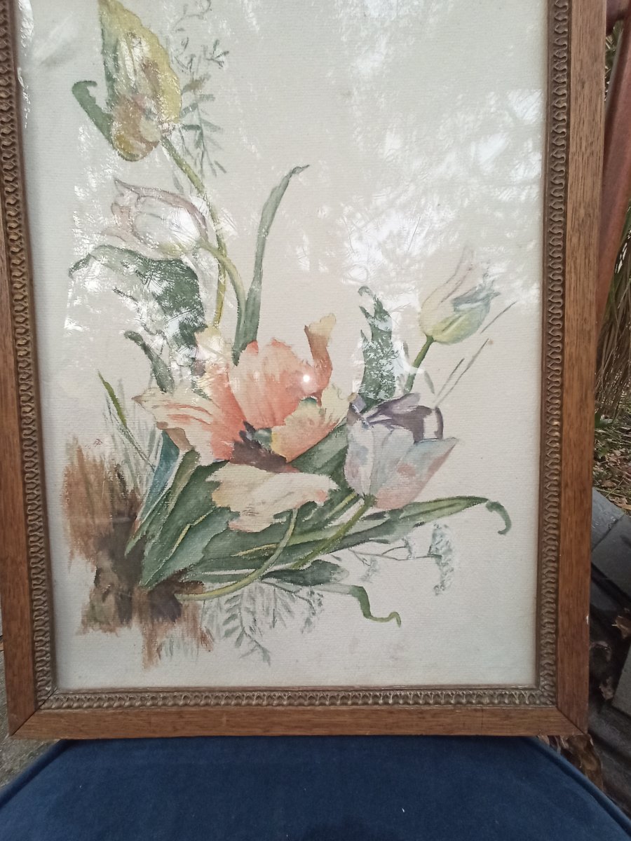 Watercolor Of Flowers Art Nouveau Period-photo-4