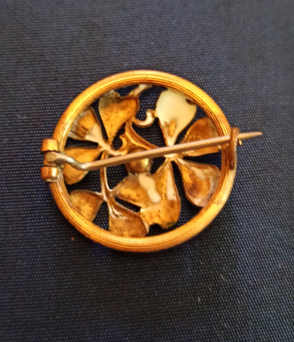 Art Nouveau Brooch In Gold Plated Circa 1900-photo-3