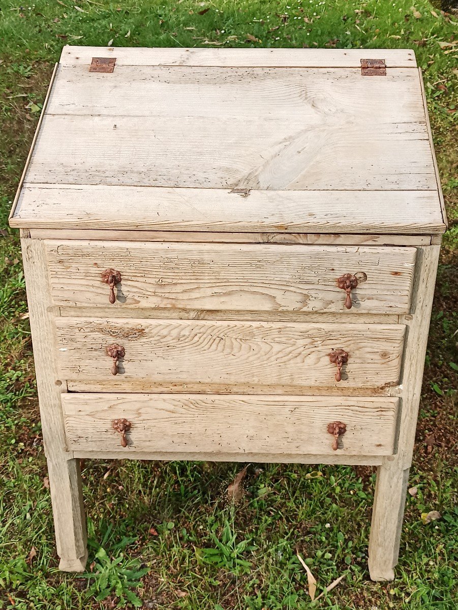 Petite Commode Bureau En Chêne Patine Brute Circa 1900-photo-2