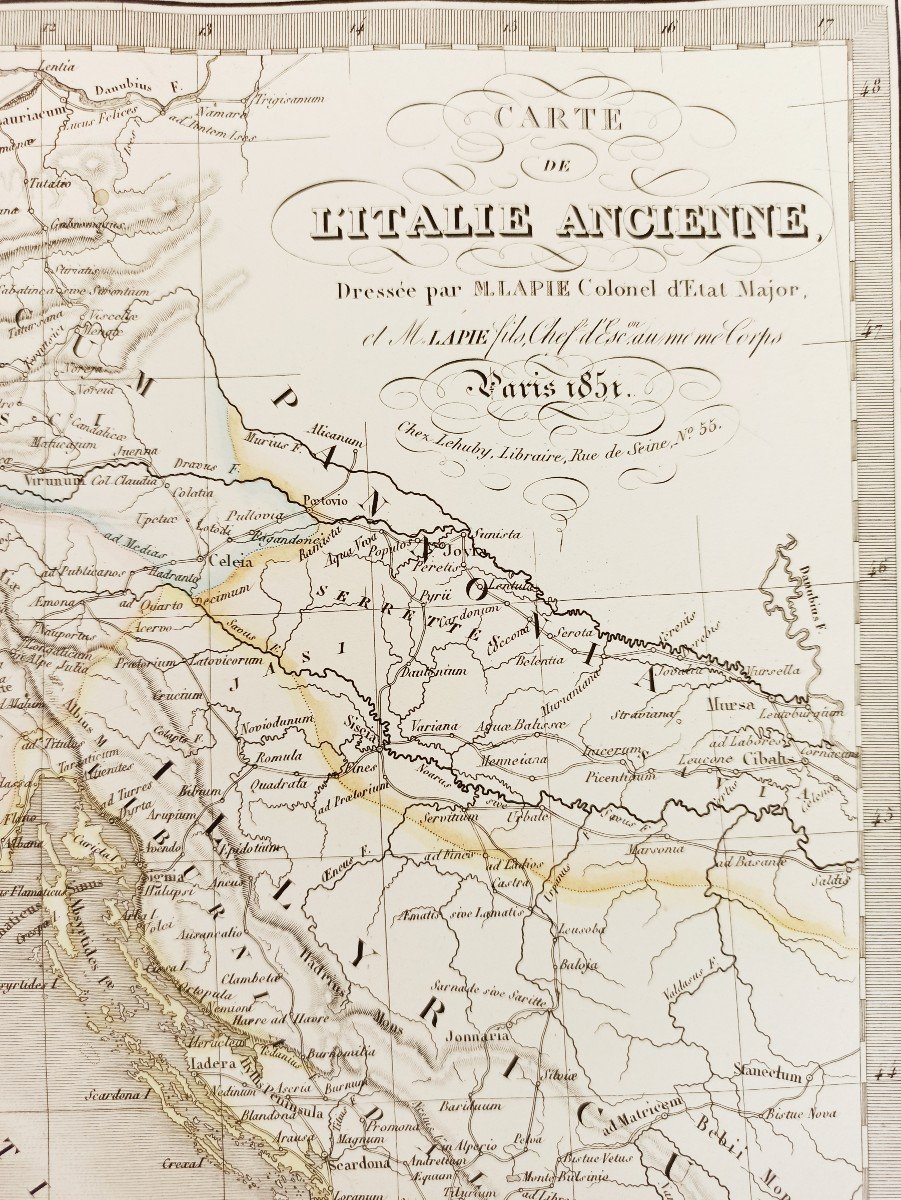 Map Of Ancient Italy Drawn By M. Lapie Paris 1851 Chez Lehuby, Bookseller-photo-3