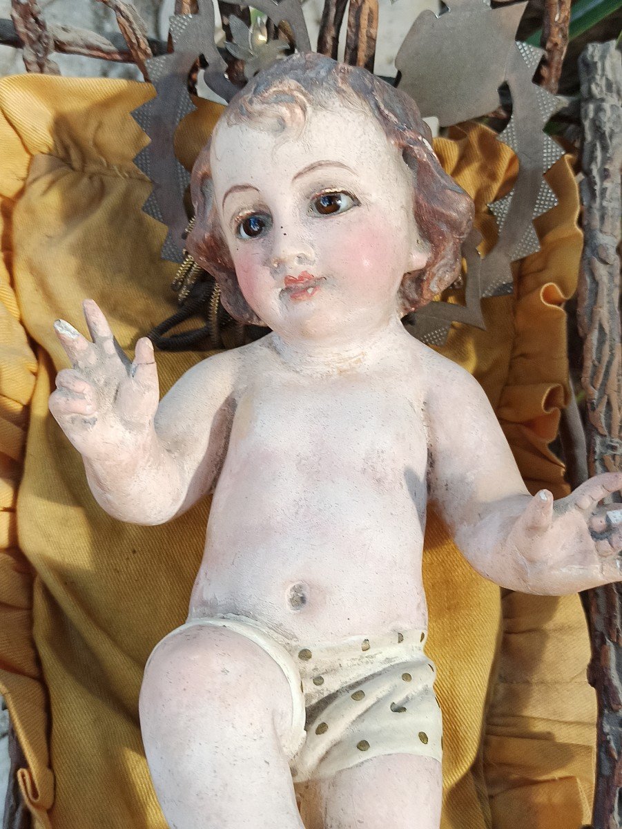 Enfant Jésus En Plâtre Patiné  D Origine Catalane Circa 1880-photo-1
