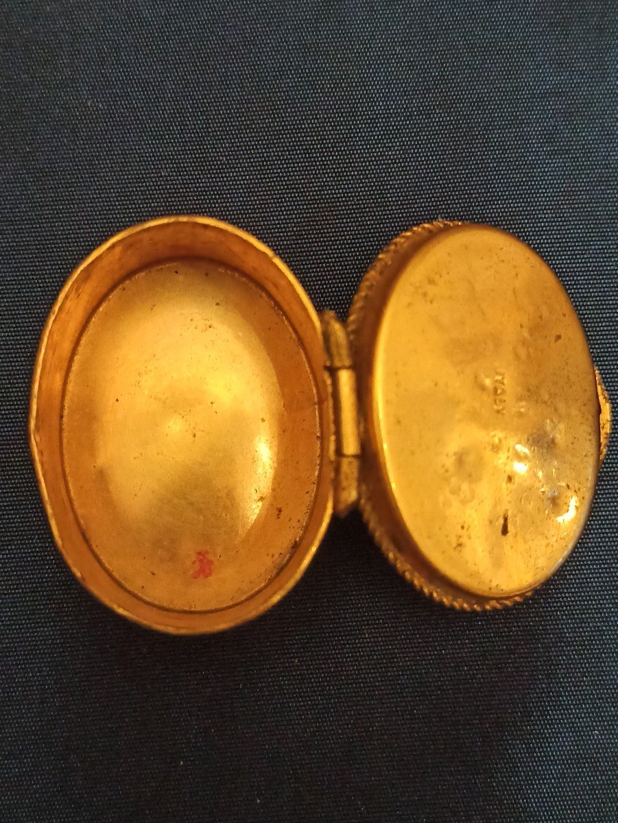 Pill Box In Golden Metal And Micro Mosaic S Circa 1930-photo-3