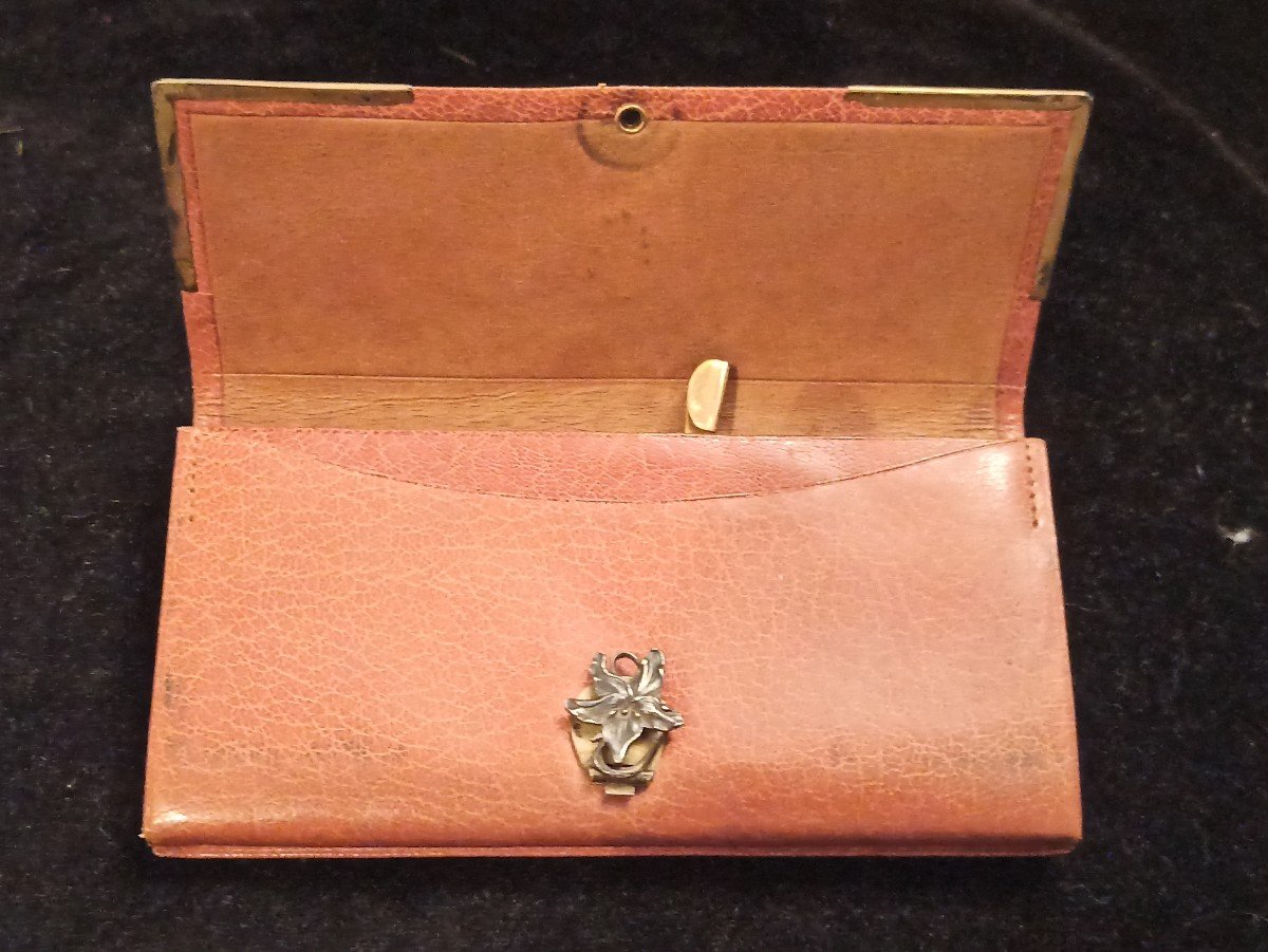 Leather Clutch Bag Adorned With A Rich Art Nouveau Style Decor In Silver And Gold-photo-1