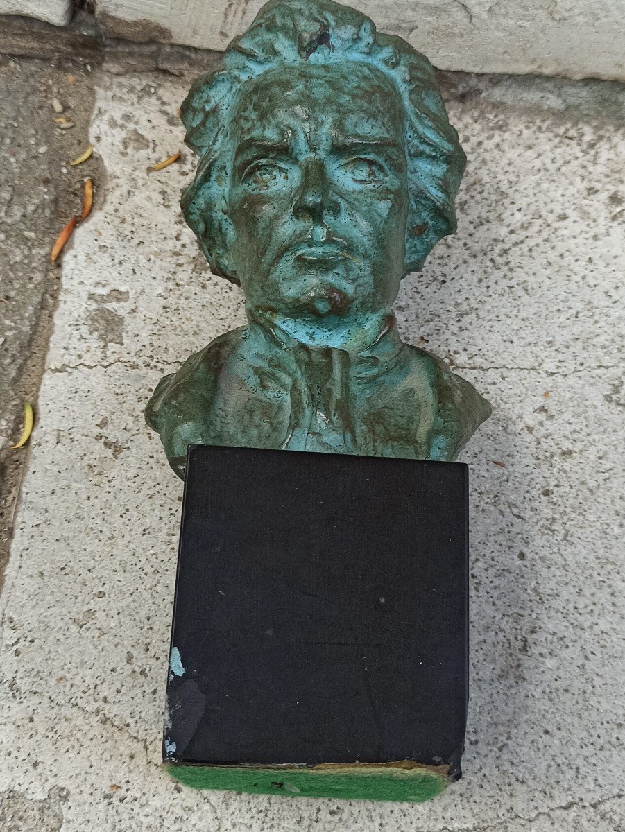  Epreuve De Bronze Représentant Le Buste De Beethoven D Aprés Henri Onesto Circa 1930-photo-1