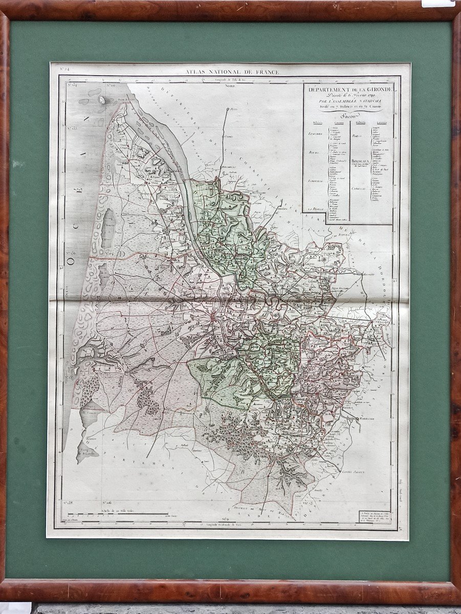 Map Of The Department Of Gironde Decreed On February 6, 1790 From The National Atlas