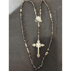 Rosary In Silver And Faceted Beads Napoleon III Period