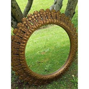 Sun Mirror In Carved And Gilded Wood Circa 1950