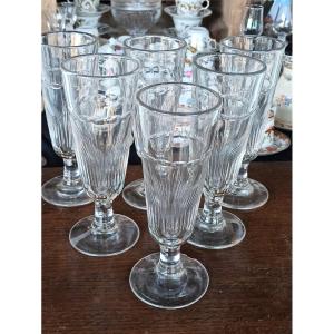 Suite De 6 Verres à Absinte En Cristal Taillé XIXe