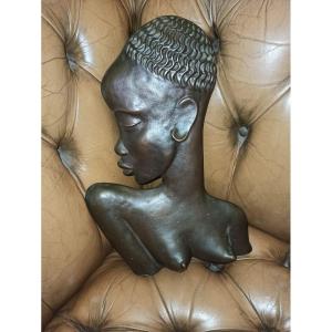 Profile Of An African Woman In Bronze Attributed To Franz Hagenauer, Circa 1940