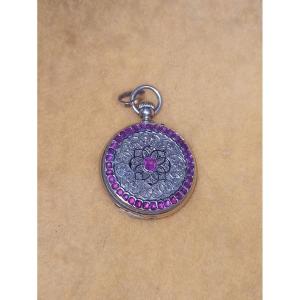 Montre à gousset en or et rubis signée Fontana Palais royal