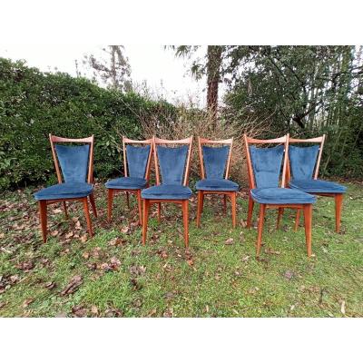 Suite De 6 Chaises De Style Scandinave Vers 1950