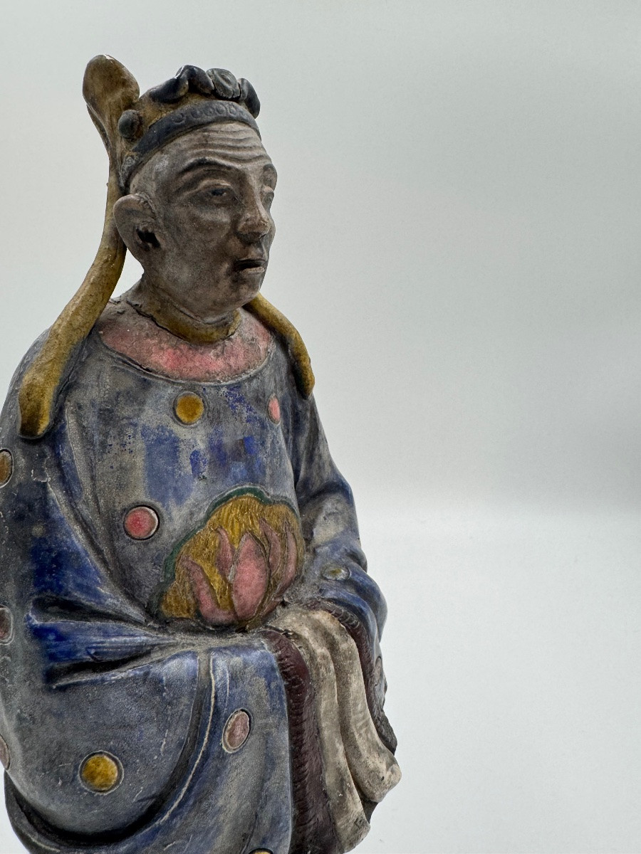Polychrome Statue Of A Chinese Dignitary (18th-19th Century)-photo-3