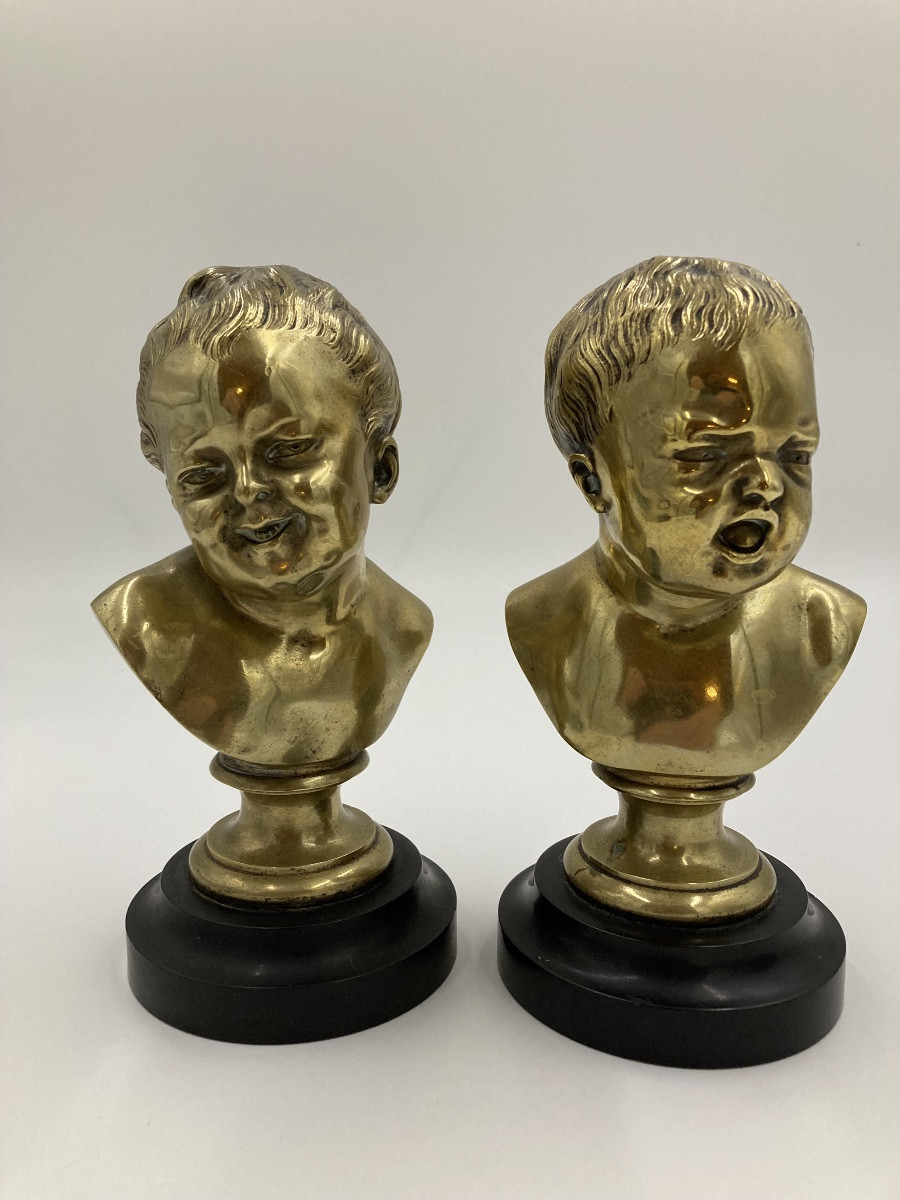 Bustes En Bronze "jean Qui Rit, Jean Qui Pleure"-photo-2