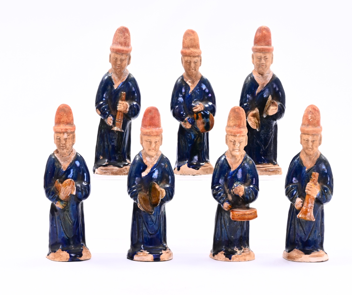 Collection Of Seven Chinese Polychrome Sculptures, Ming Dynasty (1368-1644)