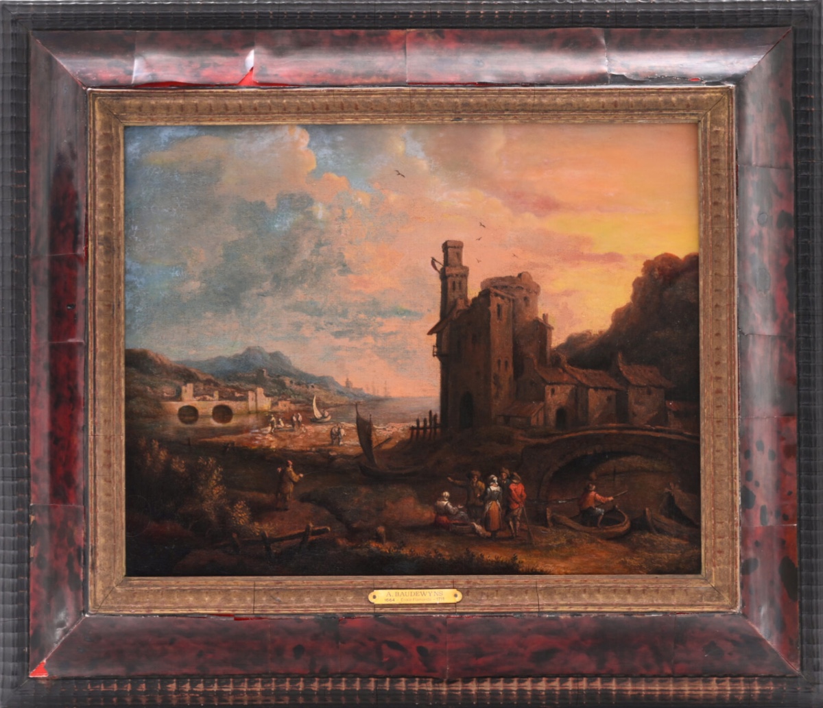 Trade In A Coastal Village, Flemish Or Dutch School (1700-1750)