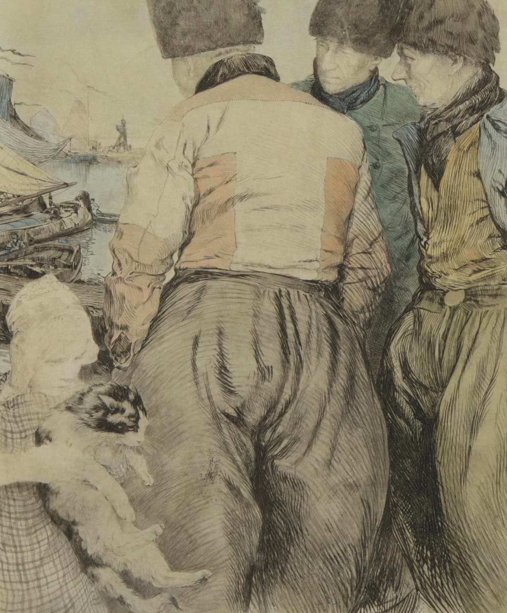 Color Engraving, Fishermen On The Quay, Henri Cassiers (1890-1900)-photo-4