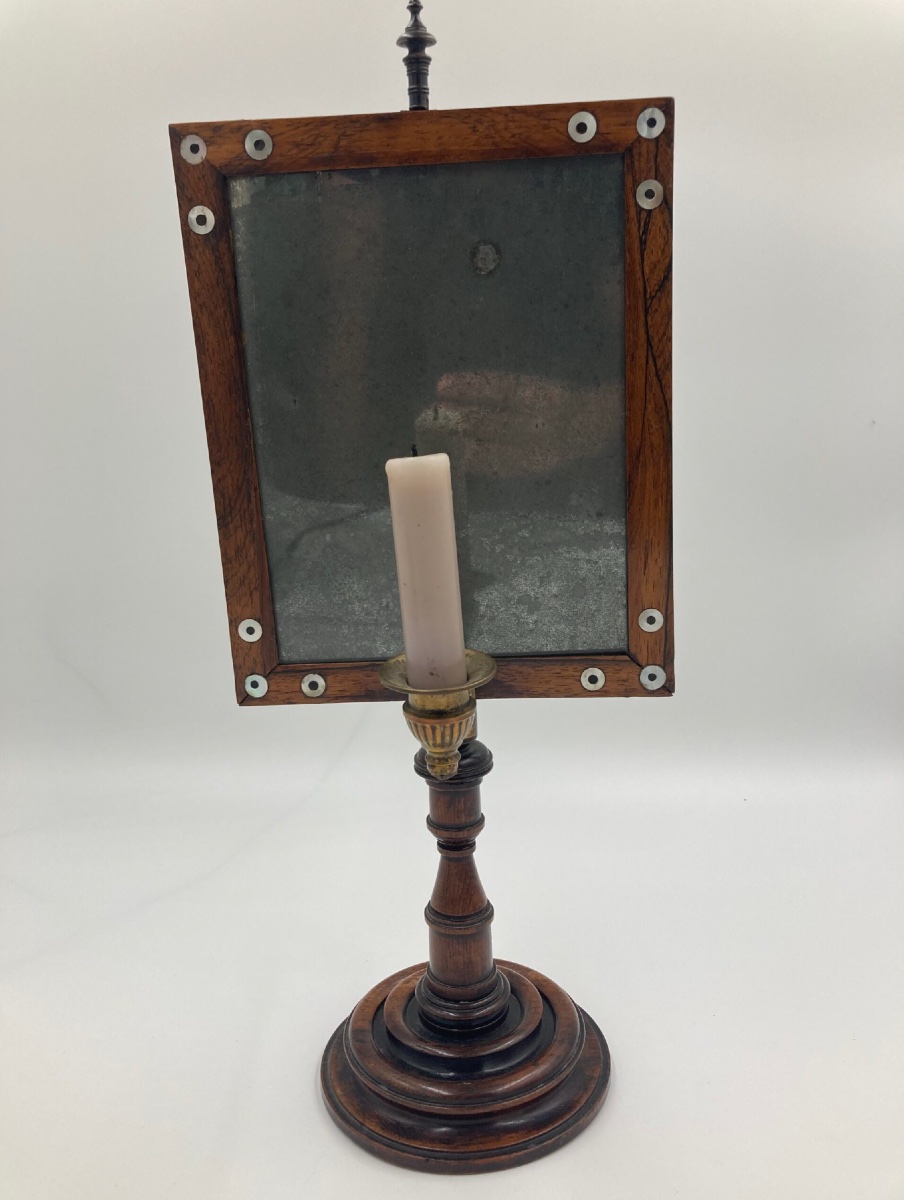 Miroir de rasage français avec bougeoir (19e siècle)-photo-1