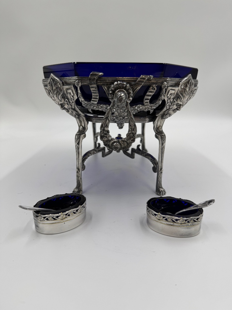 Silver Planter With Salt Shakers, Wiskemann, Belgium (1890-1910)-photo-4