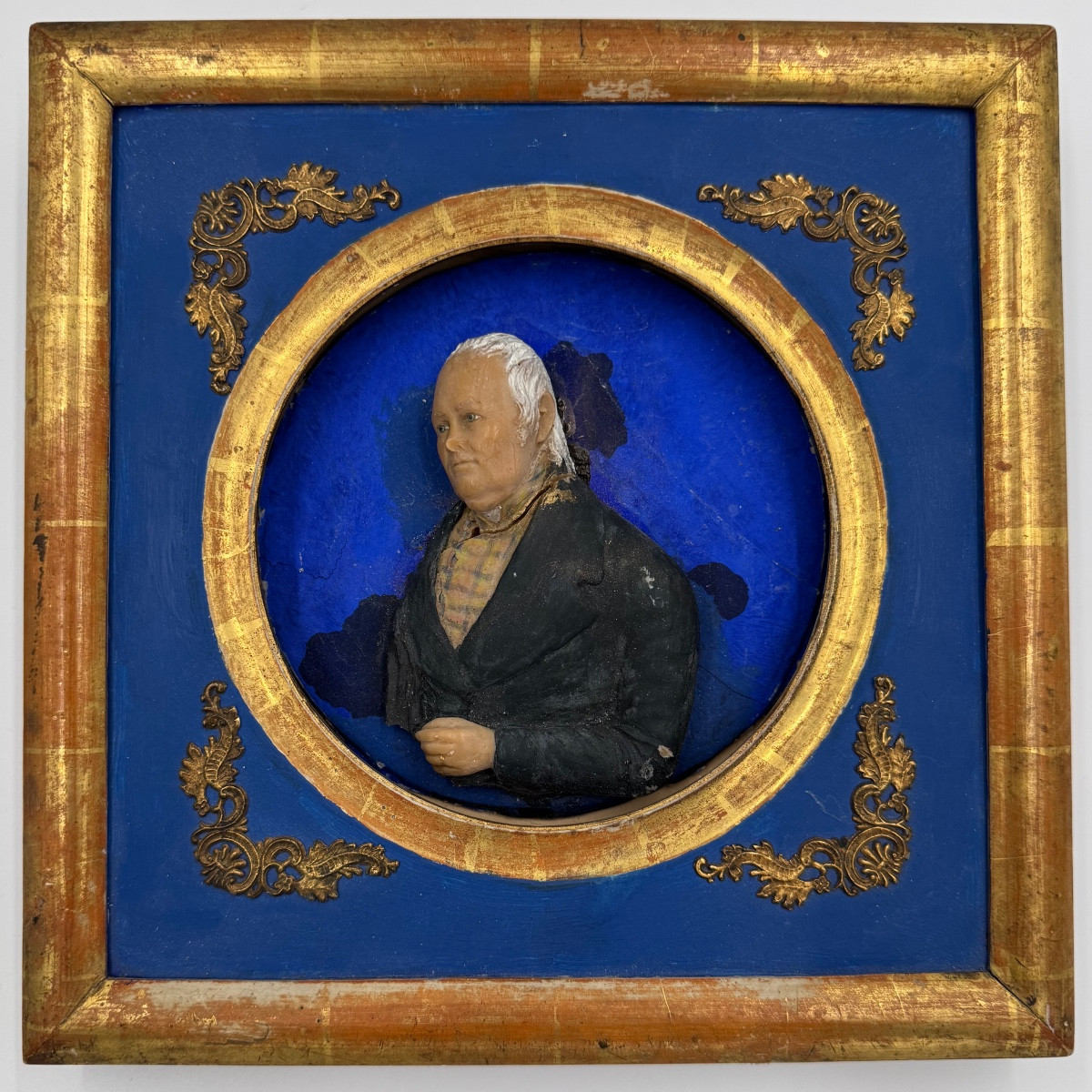Médaillon de cire d'un vieil homme (19e Siècle)