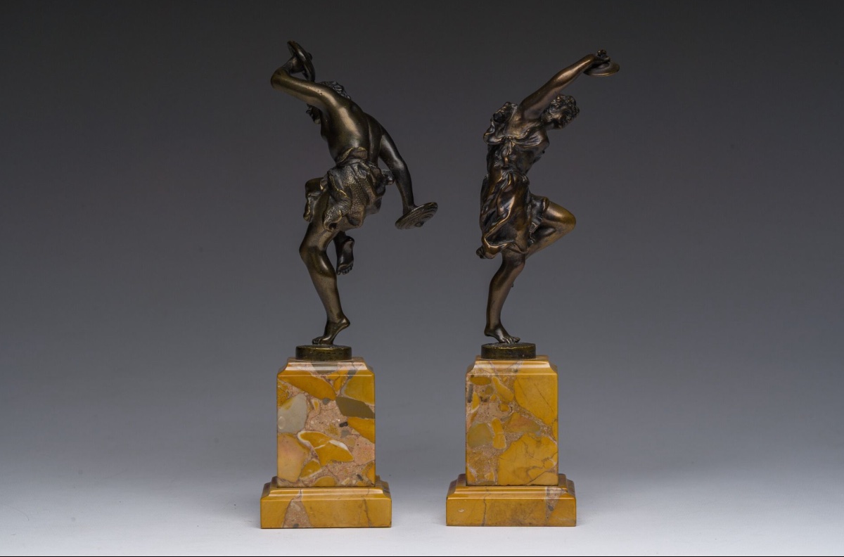 Pair Of Dancers With Bronze Cymbals, Ernest Racoulet (1890-1900)-photo-2