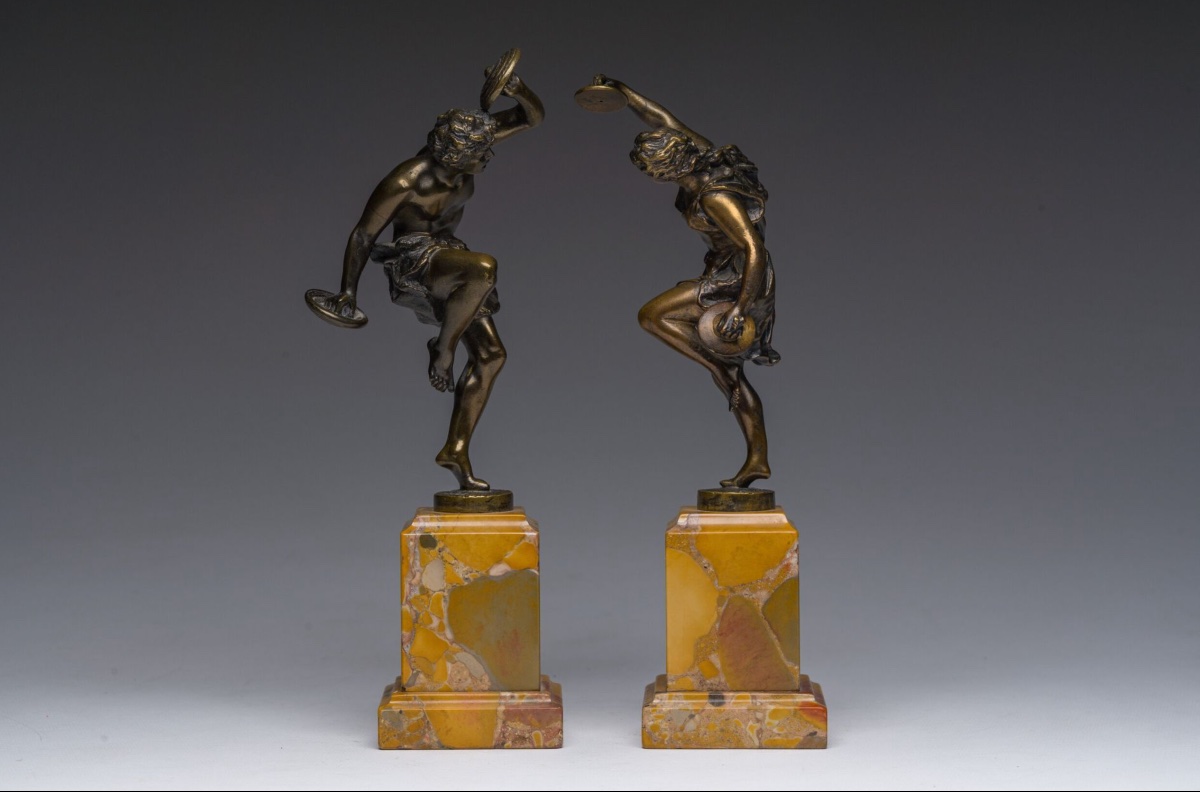 Pair Of Dancers With Bronze Cymbals, Ernest Racoulet (1890-1900)-photo-4