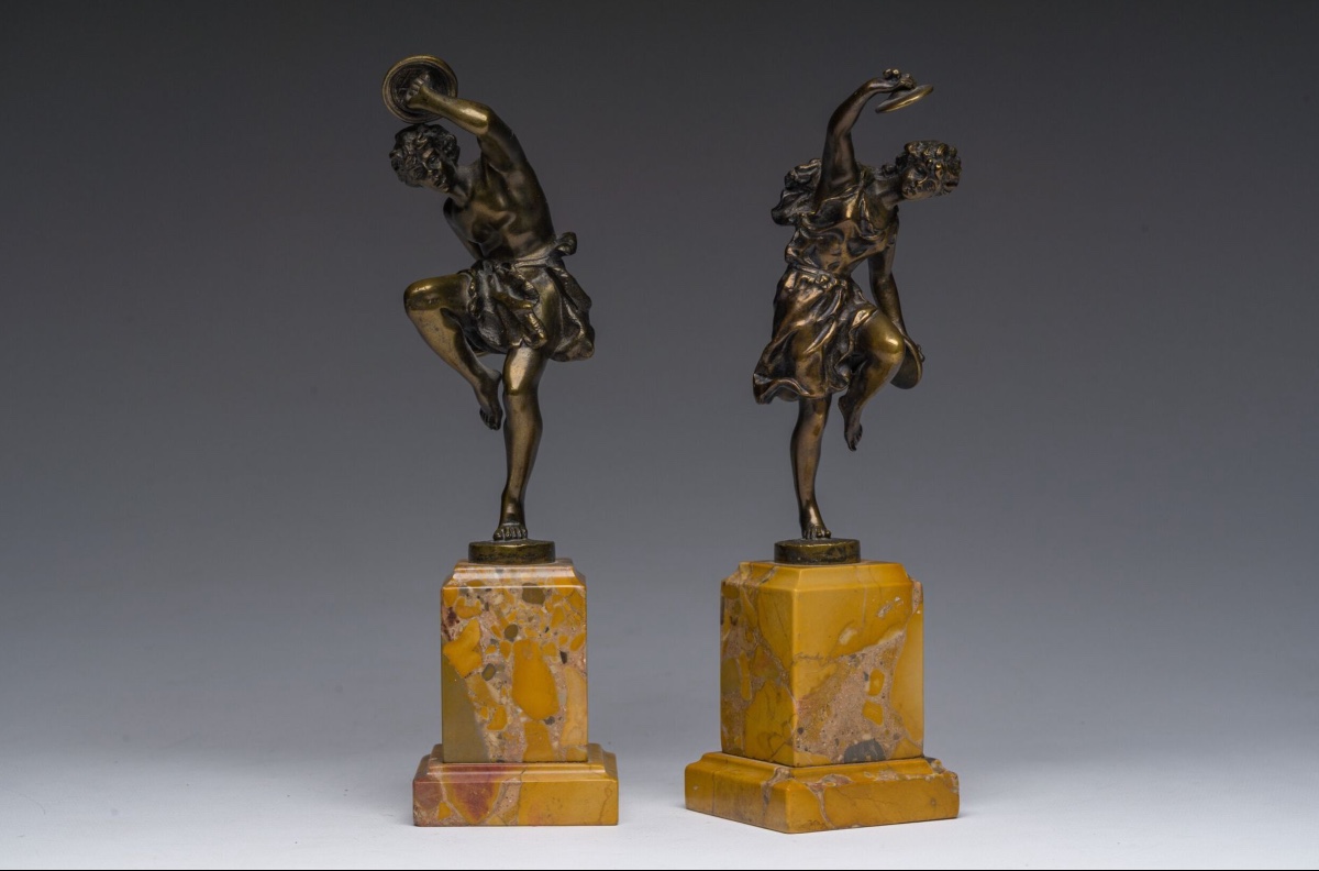 Pair Of Dancers With Bronze Cymbals, Ernest Racoulet (1890-1900)